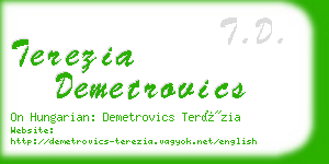 terezia demetrovics business card